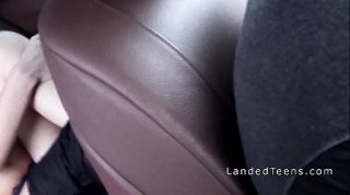 Teen bangs in leather backseat in car