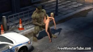 3D cartoon babe getting fucked outdoors by The Hulk