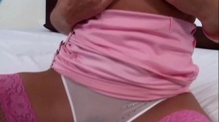 Nataili fingering in pink stockings and panties