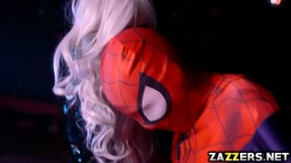 Spidey bangs Black Cats wide spread shaved pussy