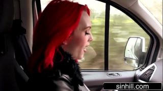 Real Pickup Video: Horny British Hitchhiker Redhead Gets Naughty - Jasmine James