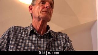 Spoiled cute teenie fucking old cleaner after having G spot tongue licked