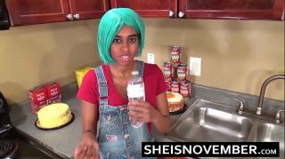 Ebony Step Sister Msnovember Is Fucked In Kitchen Hardcore Bro Sex & Blowjob POV