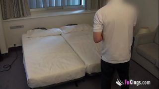College girl with great tits bangs a room service guy in her hotel room