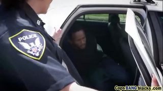 Threesome interracial cops blowjob fuck bbc outdoor