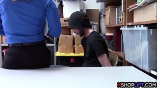 Busty security female hard fucked by a male shoplifter