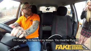 Fake Driving School Fake instructors hot car fuck with busty blonde minx