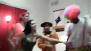 College students fucking in gangbang at a cosplay sex party