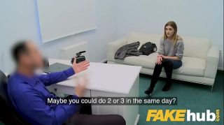 Fake Agent Skinny petite model loves sucking big cock in casting