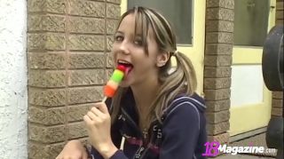 Little Titty Andi Pink Licks Popsicle & Shows Pussy!