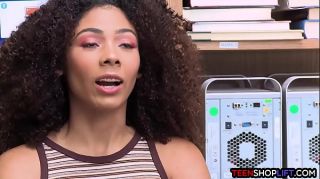 Ebony teen thief with an afro busted stealing and fuck