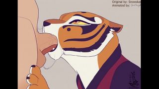 Master Tigress makes Blowjob man