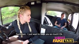 Female Fake Taxi Horny blonde driver Cherry Kiss recognises studs cock
