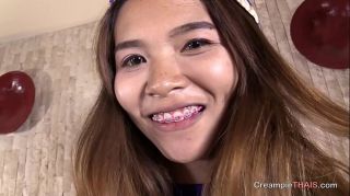 Thai teen smile with braces gets creampied
