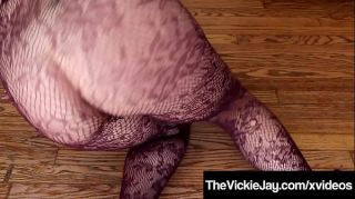 Big Booty Vickie Jay In Fishnets While Rubbing Plump Pussy!