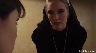 Brunette sister rimming lesbian nun