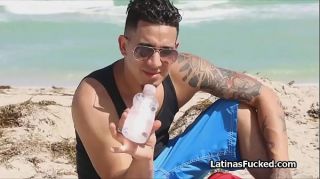 Latina from the beach craves for big cock