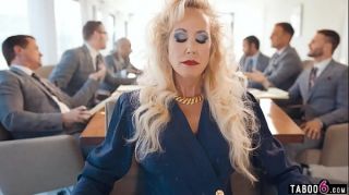 Business woman Brandi Love lesbian sex in the office
