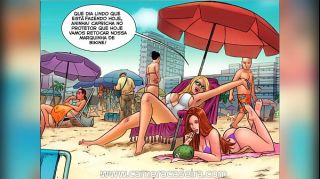 História em Quadrinho Pornô (Cartoon HQ) - Um Dia na Praia - As Patricinhas - Câmera Caseira