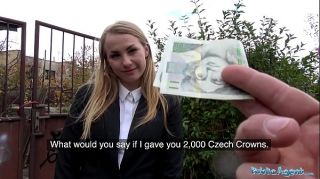 Public Agent Cute Blonde Russian babe fucked through tights at roadside