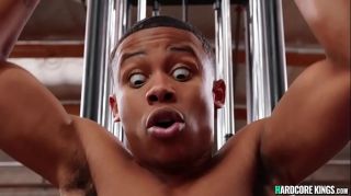 Young black fucks huge tits MILF at gym