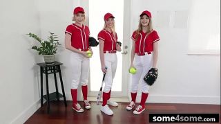 Young and Horny Baseball Babes Fucked Side By Side - Athena May, Lola Leda, Dixie Lynn