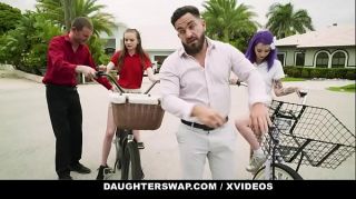 DaughterSwap -  Fathers Teaching Daughters (Val Steele) (Jessae Rosae) to Ride a Bike Turns into a Sex Orgy