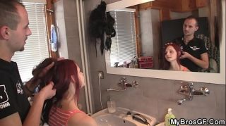 Redhead cheating gf taking his dick from behind