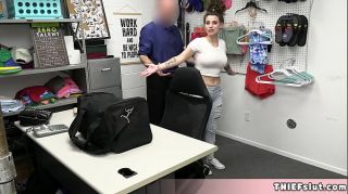 Cute brunette shoplifter teen Indica Flower tried to lift some sexy toys