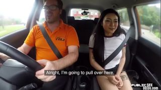 Asian babe publicly fucked by driving instructor