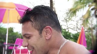 Colombian couple have fun having sex outdoors and fucking in the pool