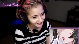 18yo youtuber gets horny watching hentai during the stream and masturbates - Emma Fiore