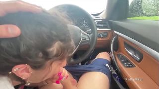 Sucking a stranger's dick in the car and swallowing his hot cum