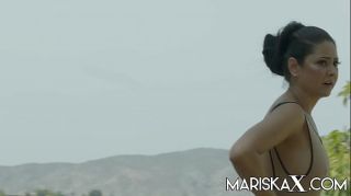 MARISKAX Mariska takes on two dicks outdoors