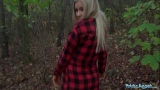 Public Agent Beautiful Busty Blonde takes her clothes off in the woods before fucking