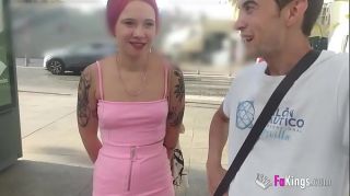 Slutty Spanish tourist licks cock in the middle of Seville!
