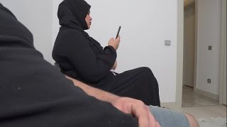 This Hijab girl is SHOCKED !!! I take out my cock in dentist waiting room.