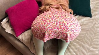 Brazenly Fucked Stepmom in Blue Pantyhose while she was Stuck in the Bed - Russian Amateur with Conversation
