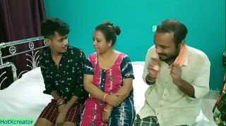 Hot Milf Aunty shared! Hindi latest threesome sex