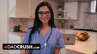 DadCrush - Cute Nurse Stepdaughter Scarlett Alexis Tests How Long Stepdad Can Last Without Cummming