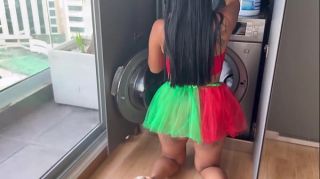 Stepdaughter gets fucked while stuck in the washing machine