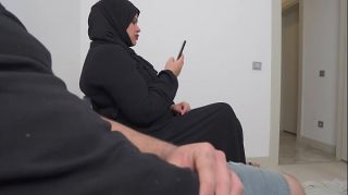 This Muslim girl is SHOCKED !!! I take out my cock in waiting room.