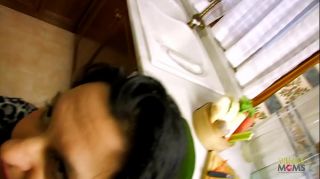 Housewife gets her throat and shaved pussy rammed in the kitchen