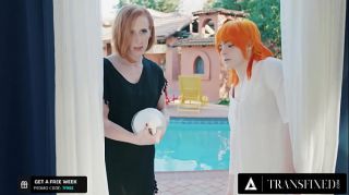 TRANSFIXED - Redhead Trans Shiri Allwood & Jean Hollywood Give Kenzie Anne Oiled Massage With Facial