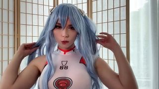 Rei Ayanami from Evangelion Fucks Horny Pussy till a Powerful Orgasm! - Hot Cosplay